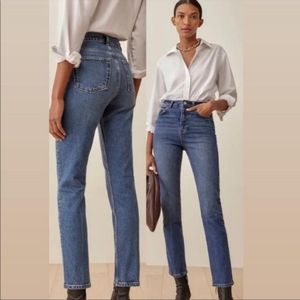 Reformation Liza High Rise Straight Jeans Laguna Mid Blue Wash size 31